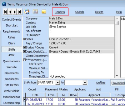 Vacancy Record