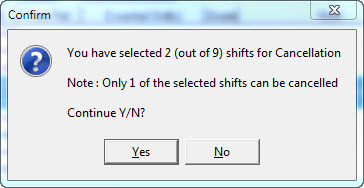 Cancel shifts confirmation