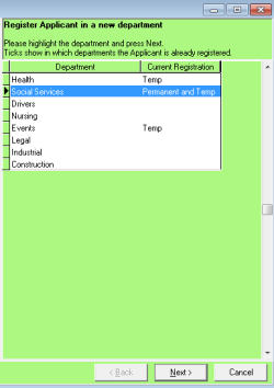 Registering to a department Registering to a department